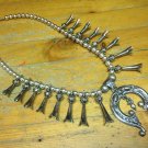 22" Horseshoe Squash Blossom Round Bead Chain 925 Sterling Silver Necklace