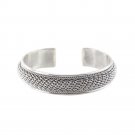 6.5" Twist Weave Dome Band 925 Sterling Silver Cuff Bracelet Black Oxidized