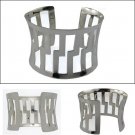 7" Thick Zigzag Band Graphic 925 Sterling Silver Bracelet Cuff Wide Band Polish