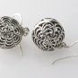 Spider Web Round Ball 925 Sterling Silver Dangle Earrings Bali