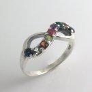 Love Infinity Sign Multicolor Gemstone 925 Sterling Silver Ring