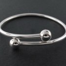 7.5" Round Ball End 925 Sterling Silver Cuff Bracelet Bangle Polish Plain Tube