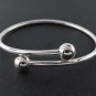 7.5" Round Ball End 925 Sterling Silver Cuff Bracelet Bangle Polish Plain Tube