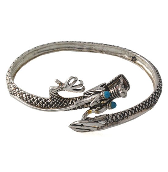 9" Dragon Crawl Scale Tail Wrap 925 Sterling Silver Cuff Bracelet