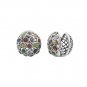 Cluster CIrcle Round Multicolor Stone 925 Sterling Silver Snap Stud Earrings