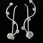 Curl Wave Round Crystal Stone Ear cuff Earrings Clip 925 Sterling Silver Climber