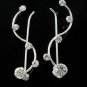 Curl Wave Round Crystal Stone Ear cuff Earrings Clip 925 Sterling Silver Climber