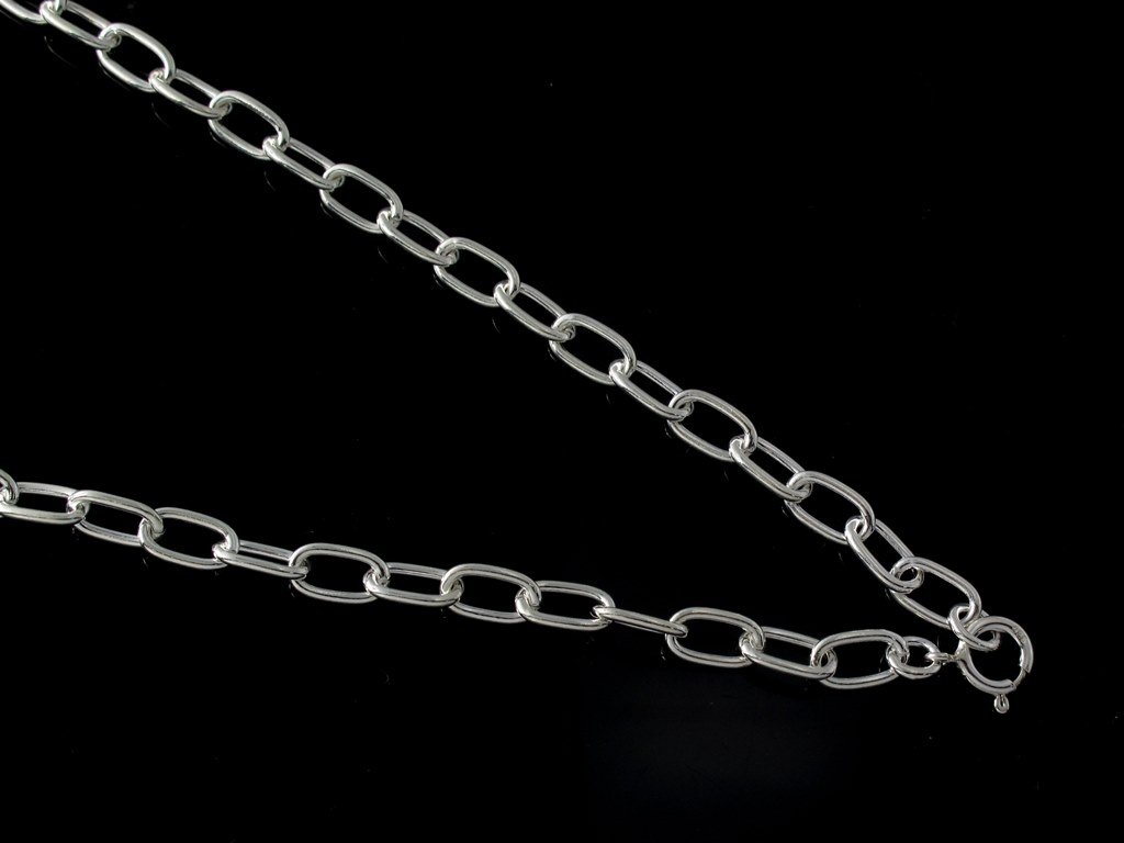 4.5mm Oval Cable Chain Link Shiny 925 Sterling Silver Necklace Polish