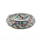 7" 8" Cluster Oval Row Band Marcasite Gemstone 925 Sterling Silver Bangle