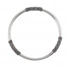 3mm Bali Round Hoop S 925 Sterling Silver Bangle Bracelet Black Oxidized