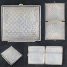 Table Chess Vintage Engrave 925 Sterling Silver Cigarette Case