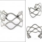 6" Sea Wave Wide Band 925 Sterling Silver Cuff Open Bracelet Polish