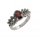 Vintage Red Garnet Gemstone 925 Sterling Silver Ring