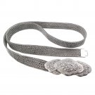 36.5" Floral Engrave Woven Thick Braid Band Handmade 925 Sterling Silver Belt