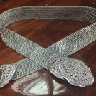 34" Floral Engrave Chain Band Weave Braid Handmade 925 Sterling Silver Belt