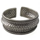 8" Braid Woven Weave Puffy 925 Sterling Silver Cuff Band Bracelet