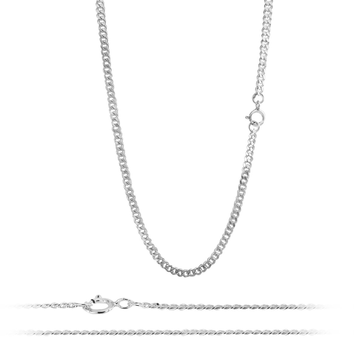 3mm Flat Cuban Link Chain 925 Sterling Silver Necklace
