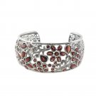 6.5" Blossom Flower Marcasite Curl Round Band Gemstone 925 Sterling Silver Cuff