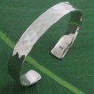 6.5" 9mm Hammer Flat Shiny Band 925 Sterling Silver Cuff Bracelet Plain Polish