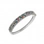8" Circle Dot Cluster Multicolor Gemstone 925 Sterling Silver Bracelet Bangle