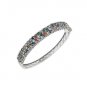 8" Circle Dot Cluster Multicolor Gemstone 925 Sterling Silver Bracelet Bangle