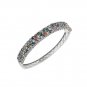 8" Circle Dot Cluster Multicolor Gemstone 925 Sterling Silver Bracelet Bangle