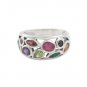 Oval Cluster Multicolor Gemstone Mini Band 925 Sterling Silver Ring