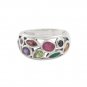 Oval Cluster Multicolor Gemstone Mini Band 925 Sterling Silver Ring