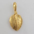 Gold Plated Bird Feather Leaf 925 Sterling Silver Pendant Charm