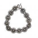 Sun Flower Bali 925 Sterling Silver Chain Link Bracelet Black Oxidized