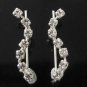 S Curl Wave Crystal White cuff Earrings Clip 925 Sterling Silver Wrap Climber