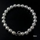 8mm Bead Ball Chain Strand 925 Sterling Silver Bracelet Polish