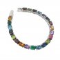 6.5" Oval Row Link Chain Multicolor Gemstone 925 Sterling Silver Bracelet
