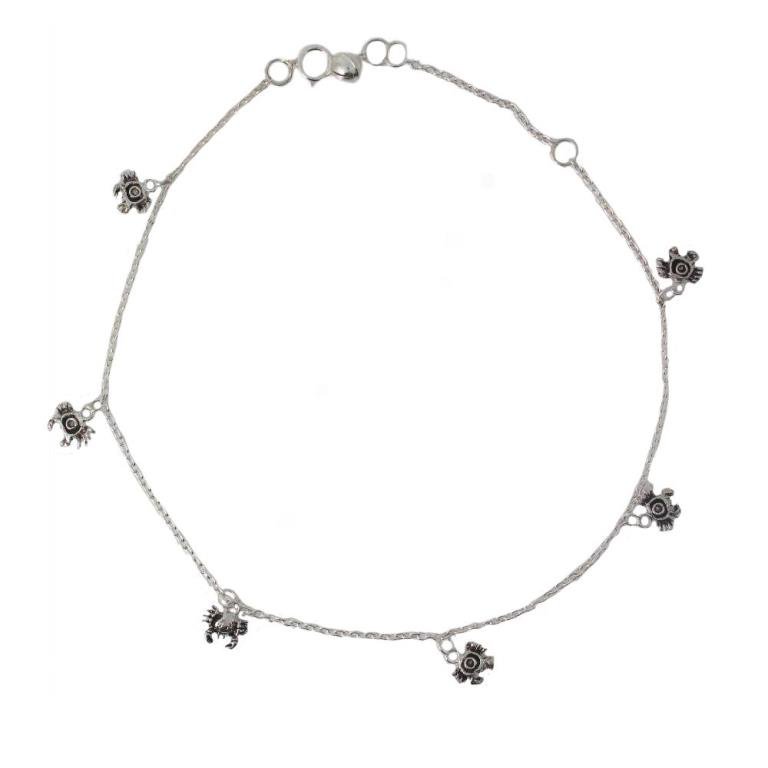 10" Crap Dangle 925 Sterling Silver Chain Anklet Black Oxidized Bracelet