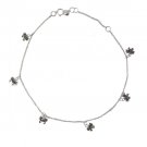 10" Crap Dangle 925 Sterling Silver Chain Anklet Black Oxidized Bracelet