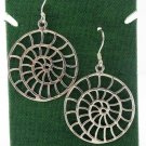 Circle Snail Spiral 925 Sterling Silver Black Oxidized Dangle Earrings