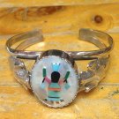 6" Kachina Bird Inlay Turquoise Stone 925 Sterling Silver Cuff Bracelet