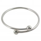 3mm Shiny Round Ball End 925 Sterling Silver Cuff Bracelet Polish Bangle