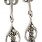 Fleur de Lis Dangle Gem Stone Marcasite Sterling Silver Earrings