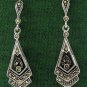 Angle Teardrop Dangle Marcasite 925 Sterling Silver Stud Earrings