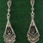 Angle Teardrop Dangle Marcasite 925 Sterling Silver Stud Earrings