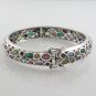 Two Row Gemstone Multcolor Marcasite 925 Sterling Silver Bangle Round Band