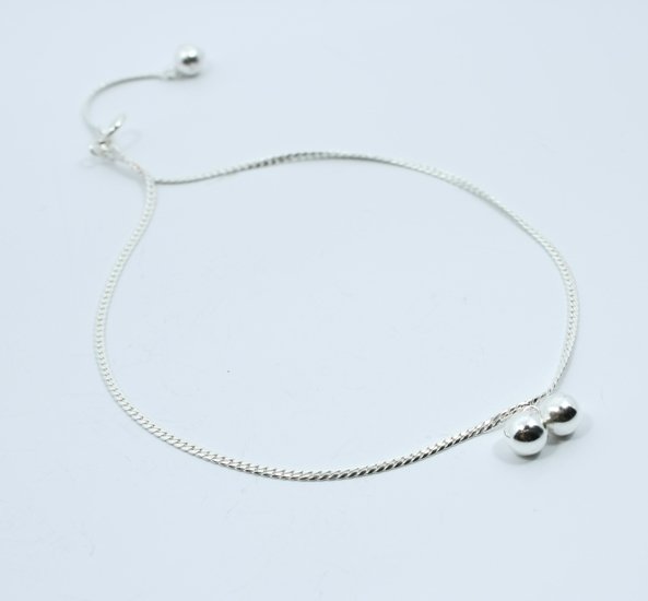 10" Two Balls Dangle 925 Sterling Silver Chain Bell Anklet