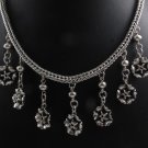 18" 5mm Flower Dangle Snake Braid Chain 925 Sterling Silver Necklace Pendant