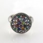 Multi Color Gemstone Round Ball Cluster Stone Cocktail 925 Sterling Silver Ring