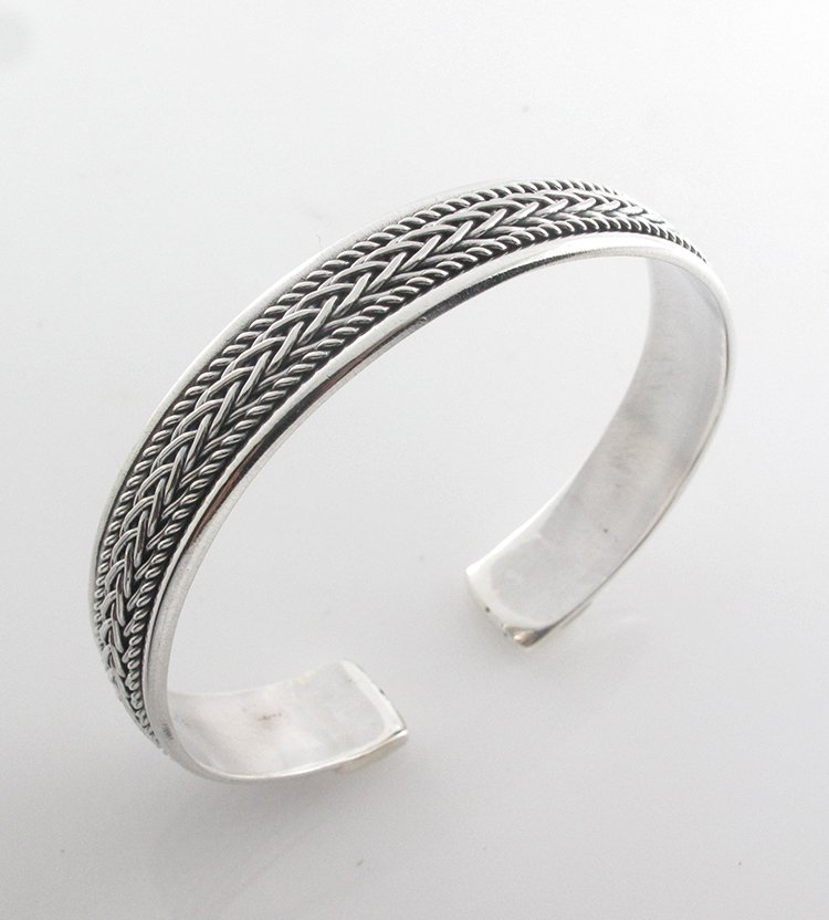 7" 10mm Flat Wheat Braid Bali Band 925 Sterling Silver Cuff Bracelet