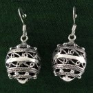 Vintage Basket Filigree 925 Sterling Silver Black Oxidized Dangle Earrings Bali