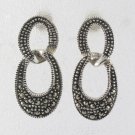 Teardrop Ring Marcasite 925 Sterling Silver Stud Earrings