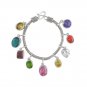 4mm Multicolor Glass Stone Braid Chain Dangle 925 Sterling Silver Bracelet