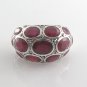 Beehive Cluster Ruby Dome Gemstone Band 925 Sterling Silver Ring Marcasite